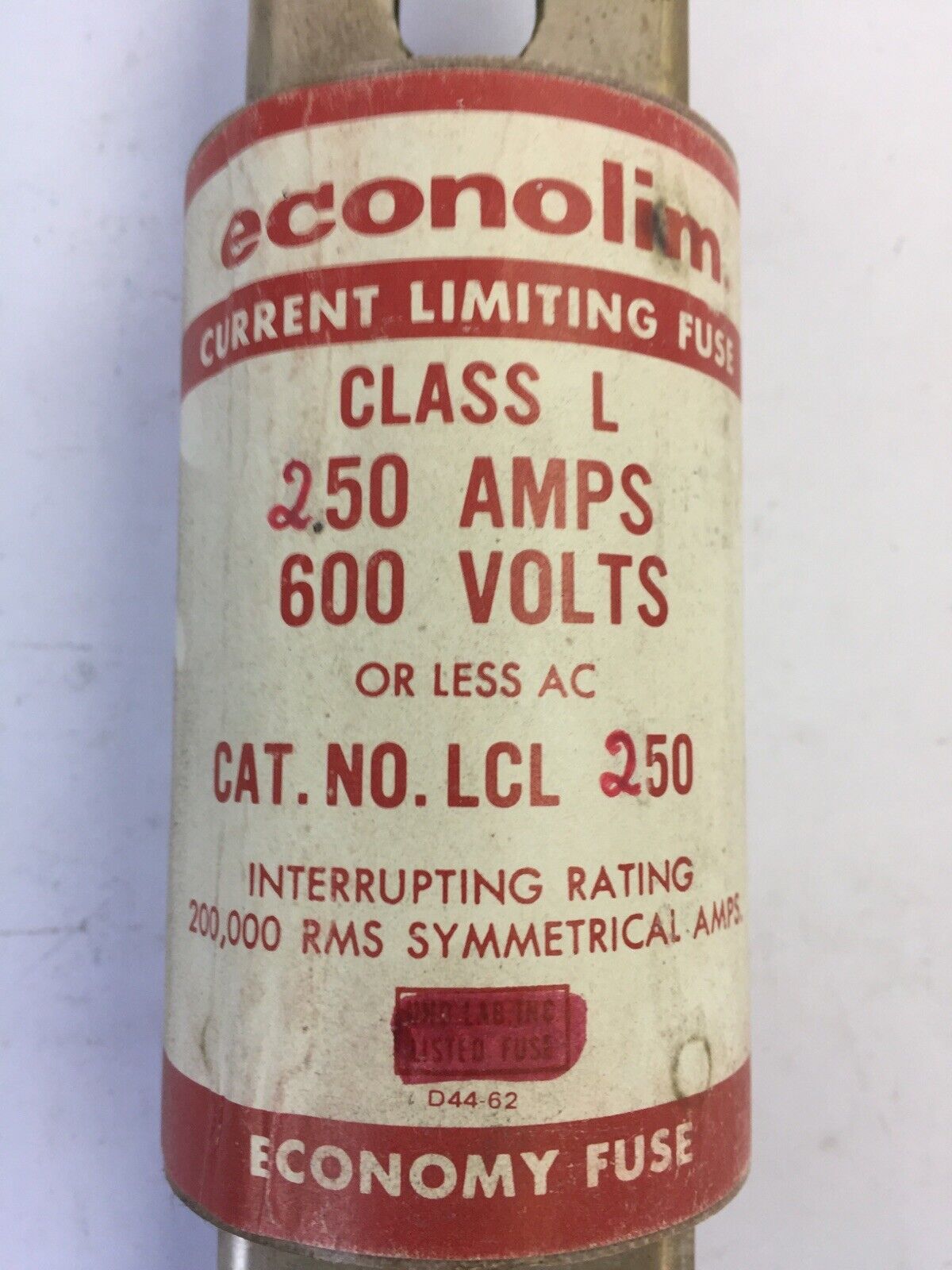 ECONOMY LCL250 ECONOLIM CURRENT LIMITING FUSE 250AMP 600VAC CLASS L