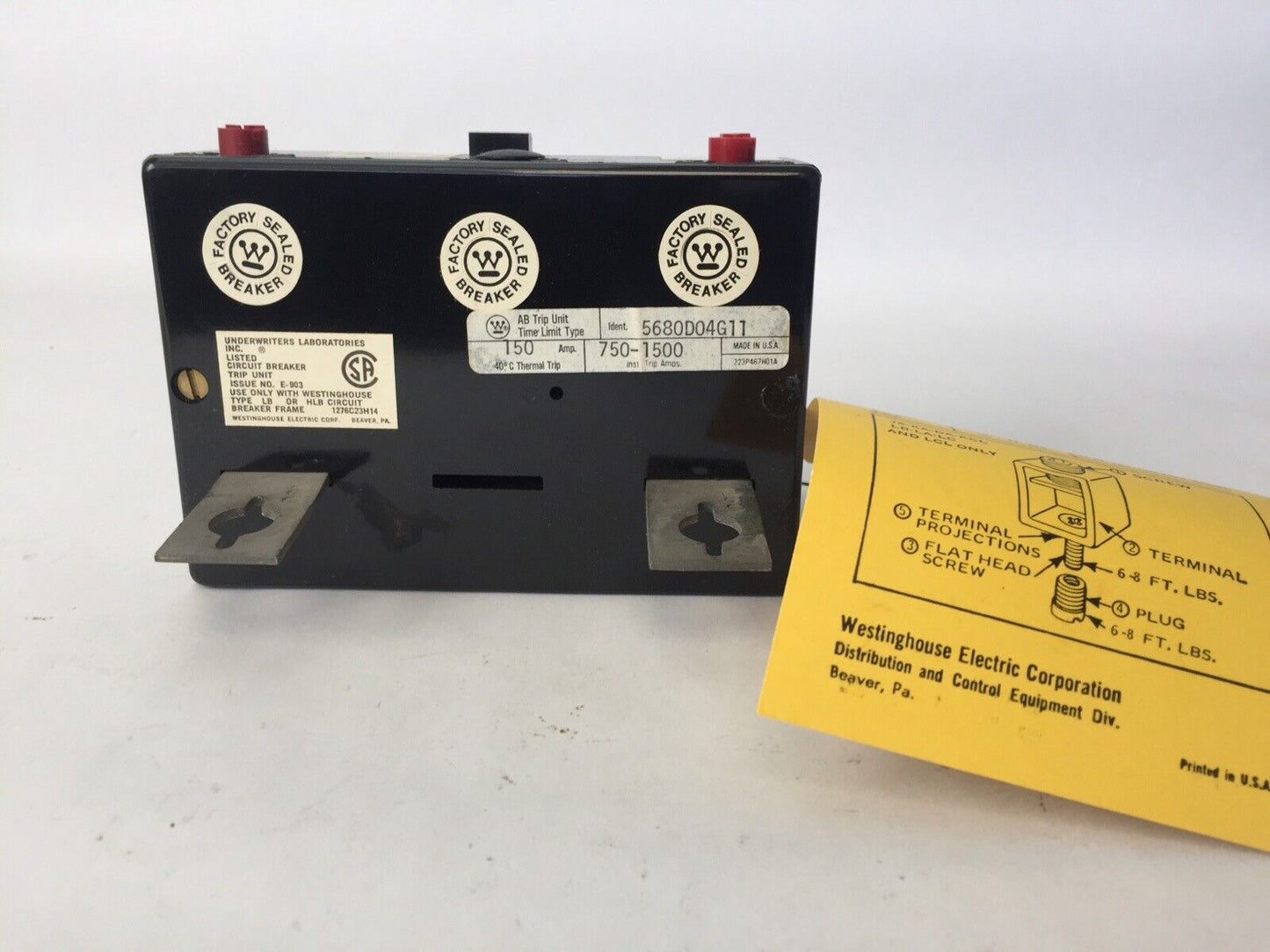 WESTINGHOUSE HLB2150T TRIP UNIT  2POLE 150AMP THERMAL TRIP 750-1500A INST. TRIP