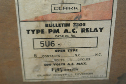 CLARK 5U6-76 / RELAY BUL. 7305 TYPE PM / 6 CONTACTS 110-120V COIL / NEW SURPLUS
