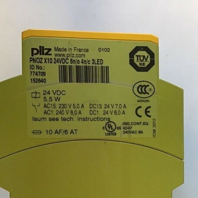 PILZ PNOZ X10 SAFETY RELAY 24VDC 240VAC 8A