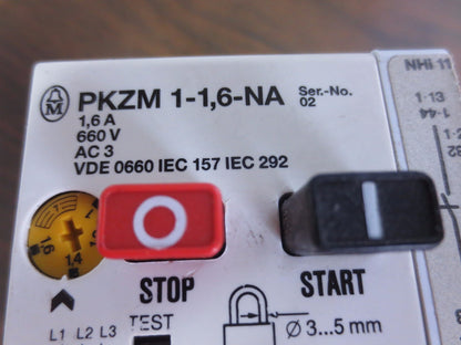 KLOCKNER MOELLER PKZM 1-1.6-NA MANUAL MOTOR STARTER - 1.6A, 660V
