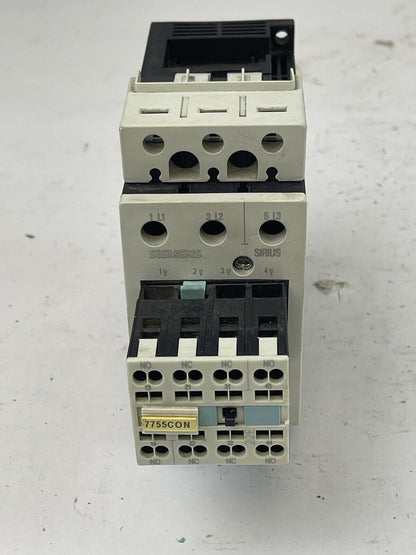 SIEMENS 3RT1036-3BB40 - CONTACTOR - W/ 3RH1921-2HA22 AUX BLOCK AND 3RT1926-1BB00