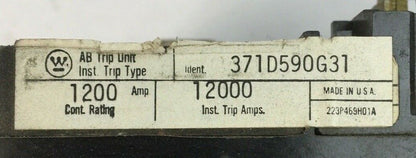 WESTINGHOUSE 371D590G31 AB TRIP UNIT 1200AMP INST TRIP 12000AMP 3POLE