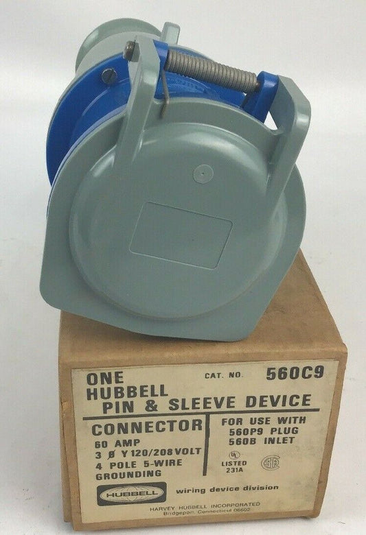 HUBBELL 560C9 PIN&SLEEVE 60AMP 120/208V 4POLE 5-WIRE GROUNDING
