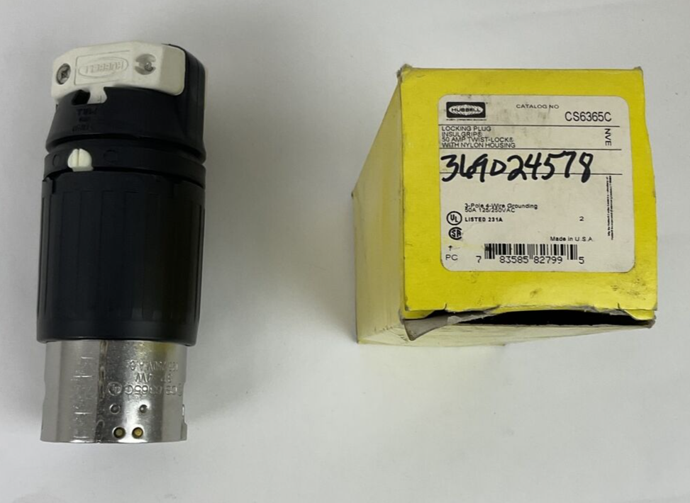 HUBBELL CS6365C LOCKING PLUG 50A 3POLE 4WIRE INSULGRIP