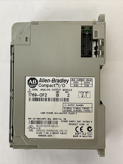 ALLEN BRADLEY 1769-OF2 SER B REV 2 F/W REV 2.1 2CH ANALOG OUTPUT MODULE COMPACT