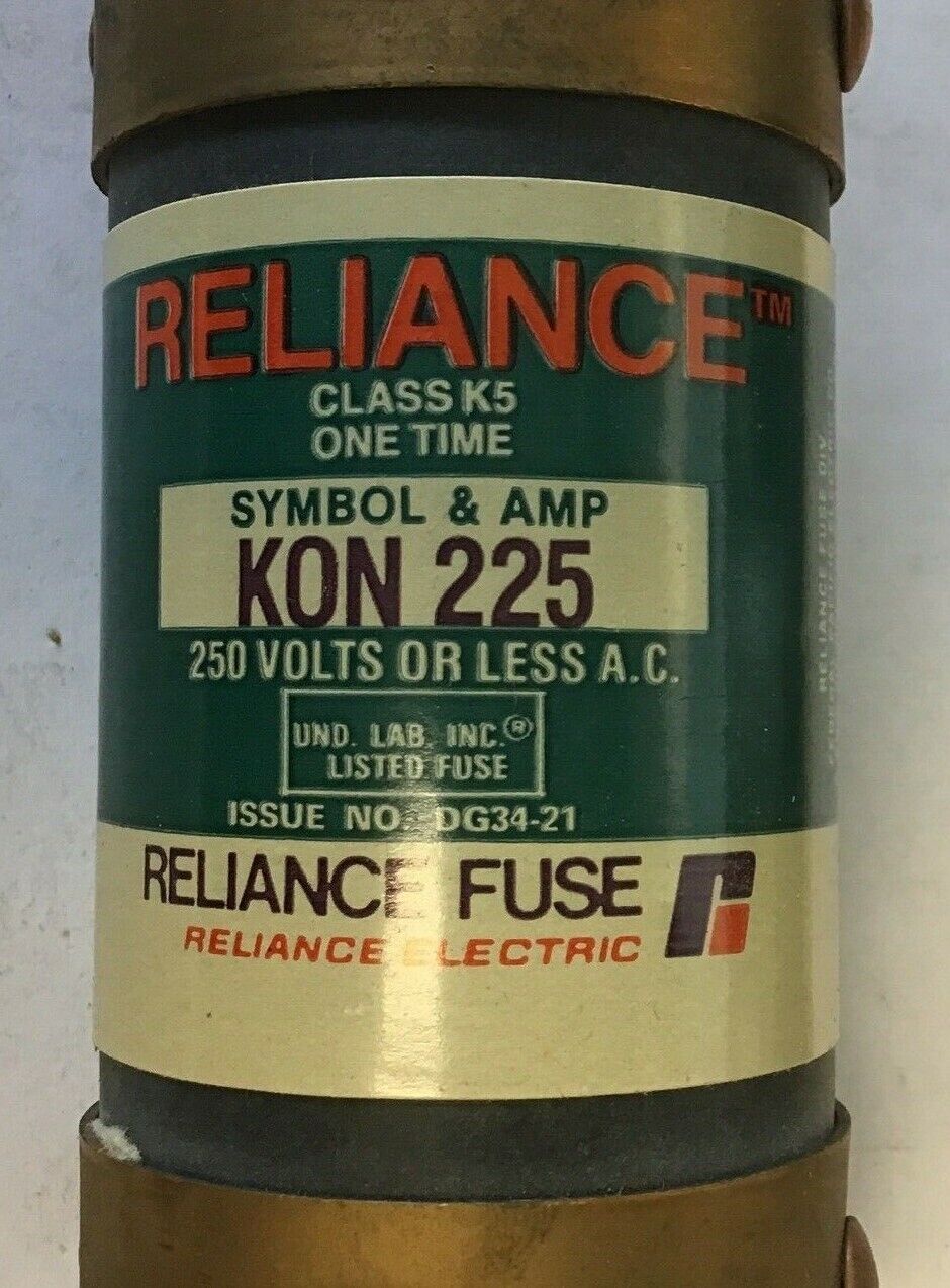 RELIANCE KON225 250V CLASS K5 ONE-TIME FUSE