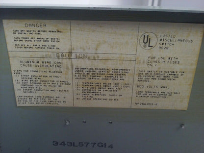 GE QMR364R FUSIBLE INTERRUPTER SWITCH, 200A, 600VAC, 3P, QMR, W/ HARDWARE