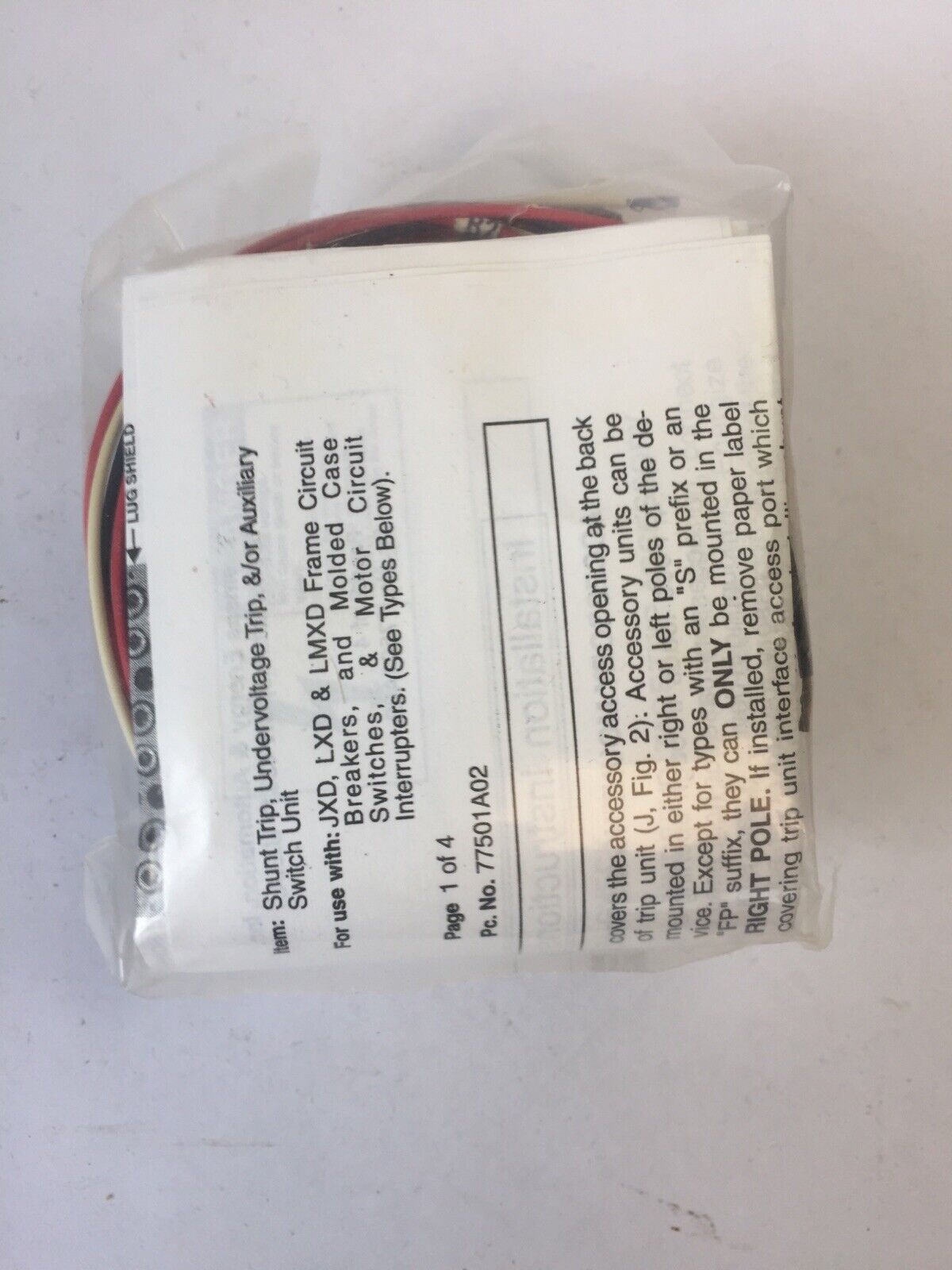 SIEMENS A02JLD64 AUXILARY SWITCH FOR USE WITH JD/LD/LMD FRAMES