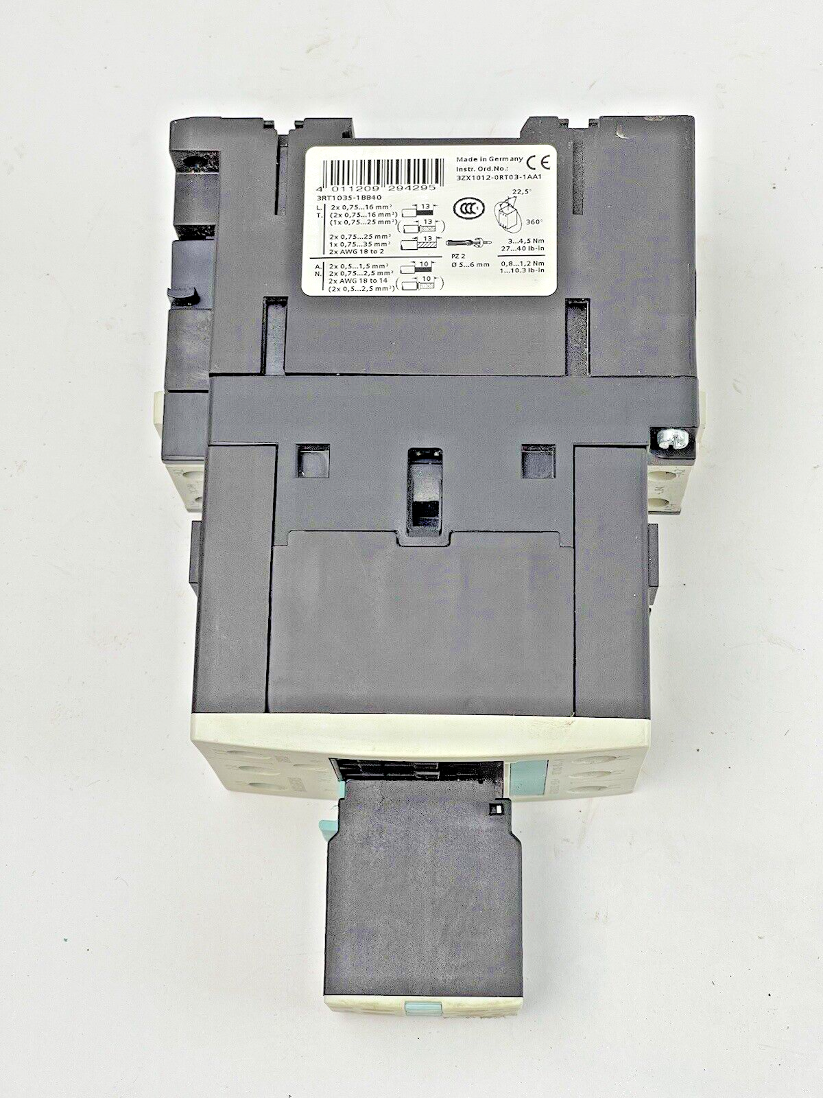 SIEMENS-3RT1035-1BB40 -CONTACTOR & 3RH1921-1CA10 (X2) AUX SWITCH & 3RT1936-1ER00