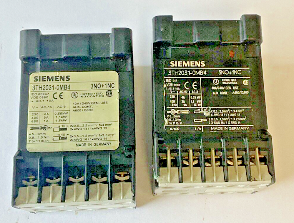 SIEMENS 3TH2031-0MB4 CONTACTOR RELAY 3NO+1NC 31E ***LOTOF2***