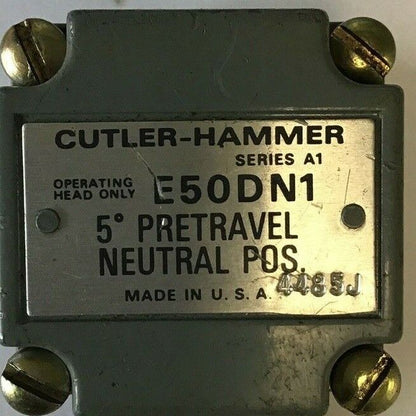 CUTLER HAMMER ED50N1 SER.A1 PRETRAVEL NEUTRAL POS.LIMIT SWITCH OPER. HEAD