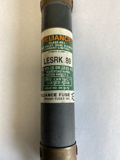 Reliance LESRK80 80A 600V Fuse "Lot of 2"