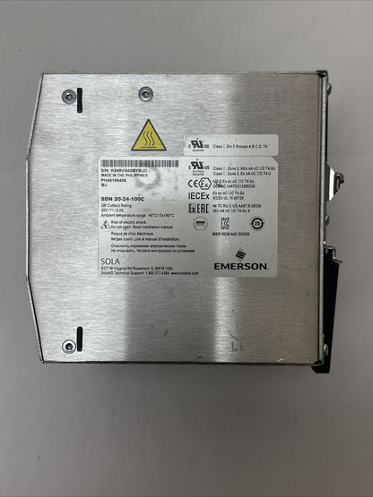 SOLA SDN 20-24-100C POWER SUPPLY 24VDC 20A 100-240VAC 5.6A 100-250VDC 5.4A