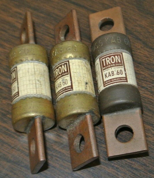 LOT of 3 / BUSS / BUSSMANN KAB60 RECTIFIER / SEMICONDUCTOR FUSE / 60A / 250V