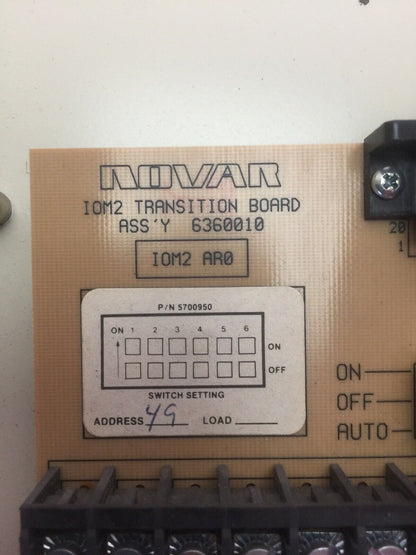 NOVAR IOM/2BPL MOUNTING BASE 24VAC WITH ASS'Y 6360010 IOM2 TRANSITION BOARD