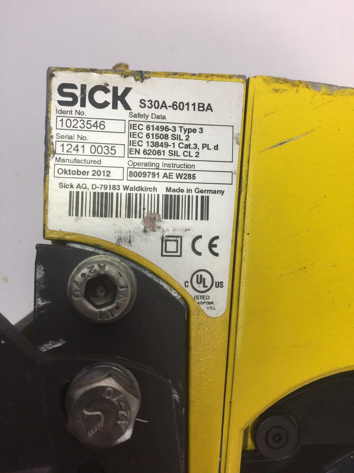 SICK S30A-6011BA SAFETY LASER SCANNER IP65 55W 24VDC  S30A-XXXXBA I/O MODULE