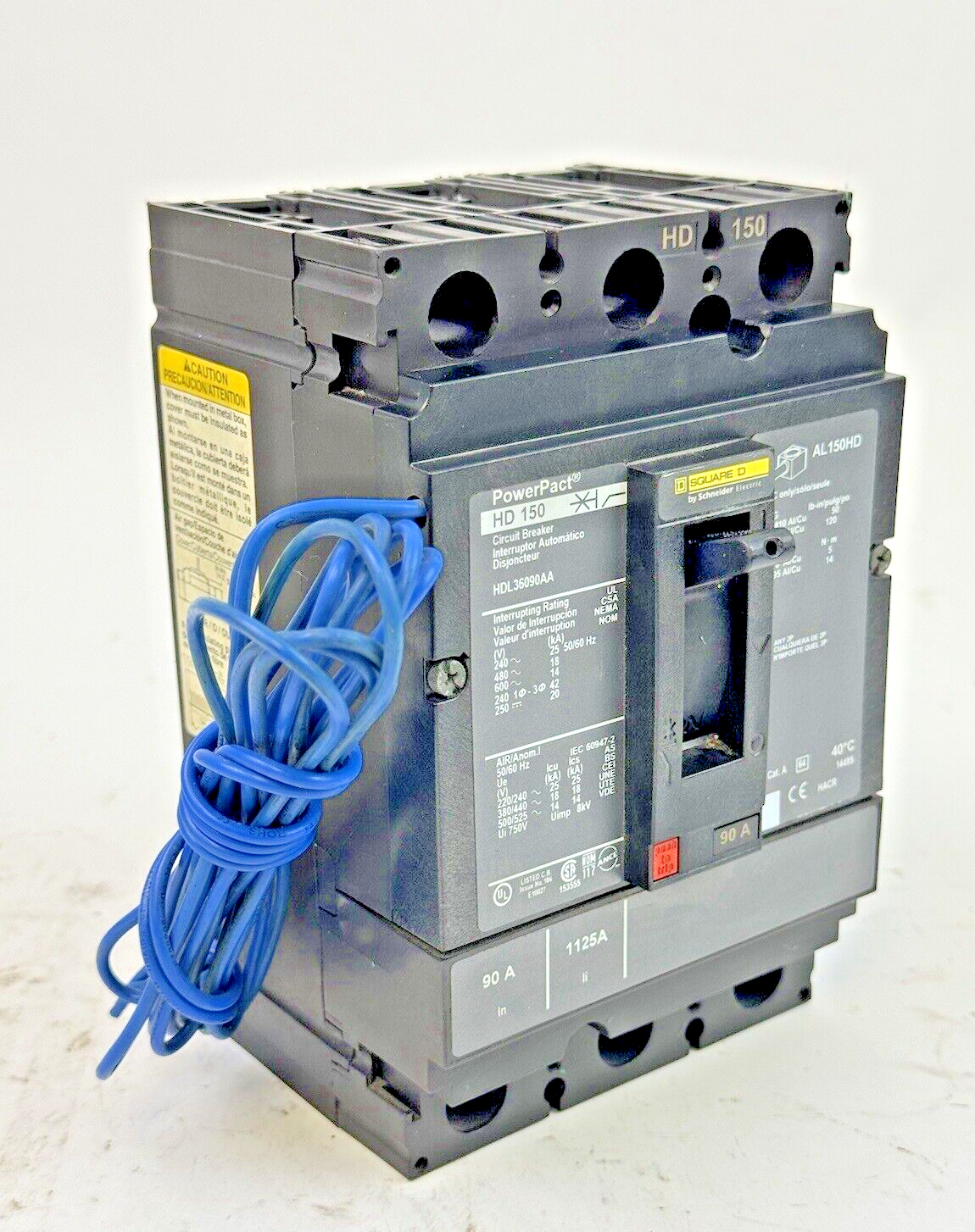 SQUARE D - HDL36090AA - POWERPACT CIRCUIT BREAKER W/ AUX - 90A/3 POLE/600VAC