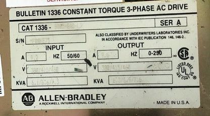 ALLEN BRADLEY 1336-B005-EAD-L3 CONSTANT TORQUE DRIVE PARTS ONLY **SEE PICTURES**