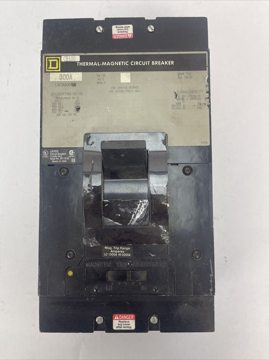 SQUARE D LAF36300 THERMAL-MAGNETIC CIRCUIT BREAKER 300AMP 600VAC 250VDC 3POLE