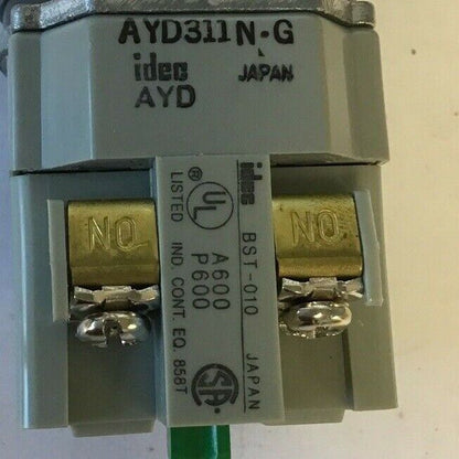 IDEC PUSH BUTTON AYD311N-G 120-600VAC 110-600VDC 10A GREEN