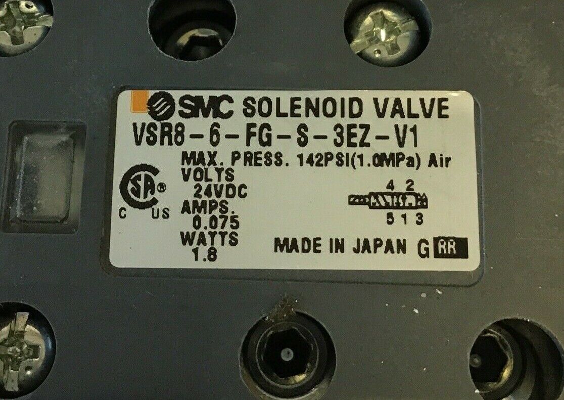 SMC VSR8-6-FG-S-3EZ-V1 SOLENOID VALVE 142PSI