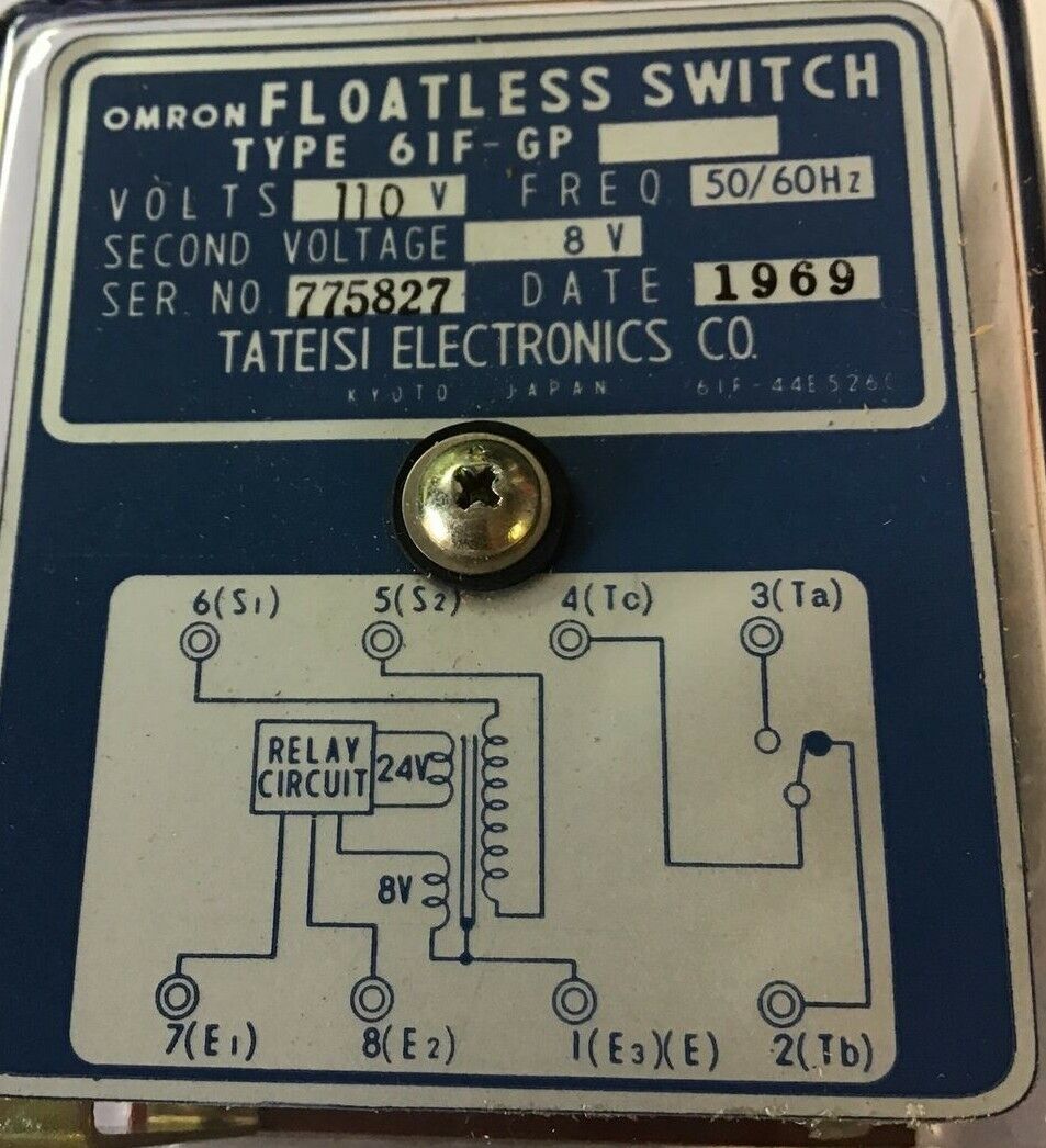OMRON 61F-GP FLOATLESS SWITCH 110VAC 50/60HZ