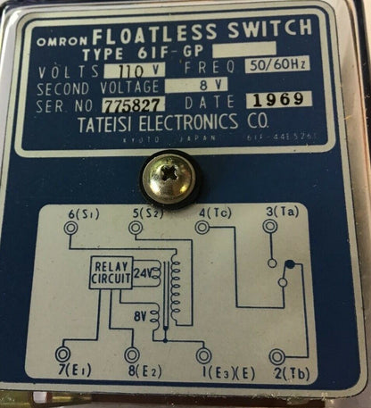 OMRON 61F-GP FLOATLESS SWITCH 110VAC 50/60HZ
