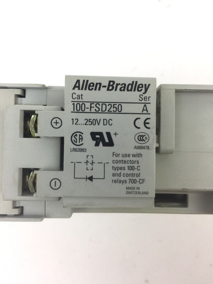 ALLEN BRADLEY 700-CF310D* CONTROL RELAY 600VAC 25 A WITH 100-FSD250 SURGE SUPRES