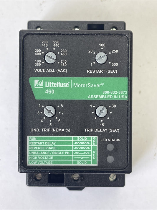 LITTELFUSE 460 MOTOR SAVER 190-480VAC 400HZ 10A @ 240VAC 480VA @ 240VAC, B300