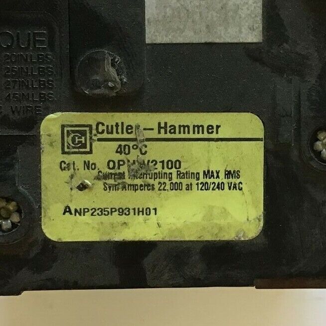 WESTINGHOUSE QPHW2100 CIRCUIT BREAKER 120/240VAC 2POLE 100AMP