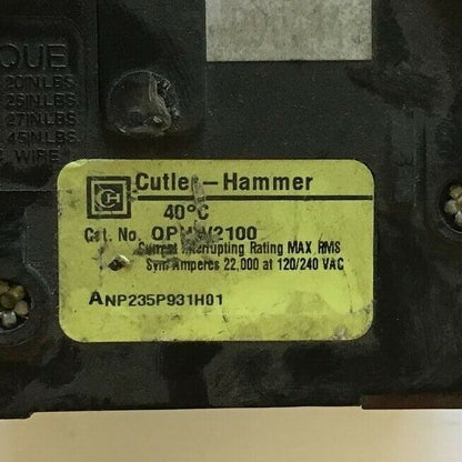 WESTINGHOUSE QPHW2100 CIRCUIT BREAKER 120/240VAC 2POLE 100AMP