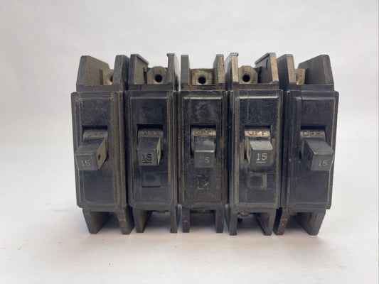 CUTLER HAMMER / WESTINGHOUSE QCL1015 CIRCUIT BREAKER 15A 1P 120/240VAC(LOT OF 5)