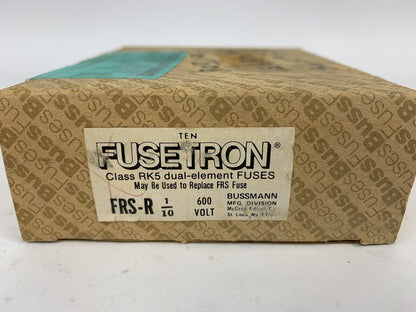 Bussmann Fusetron Dual Element FRS-1/10 1/10A 600V Fuse "Lot of 10"