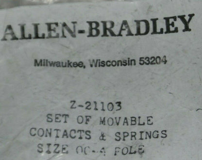 ALLEN-BRADLEY Z-21103 MOVABLE CONTACT KIT / SIZE 00 / / 4 POLE / NEW SURPLUS