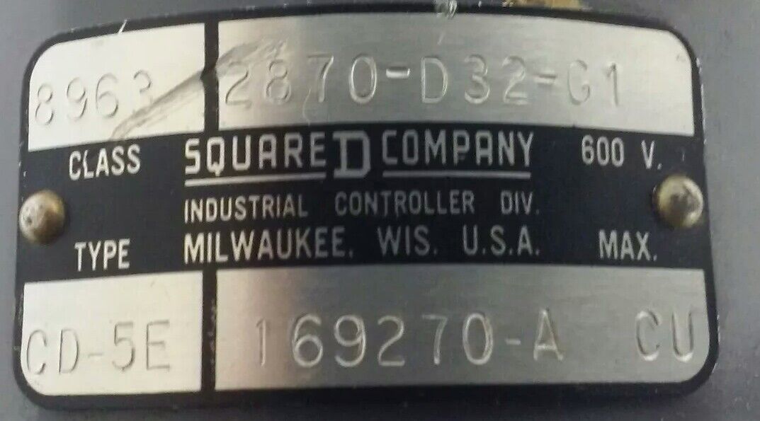 SQUARE D CLASS 8963 TYPE CD-5E MASTER SWITCH INDUSTRIAL CONTROLLER, 8963 CD5E