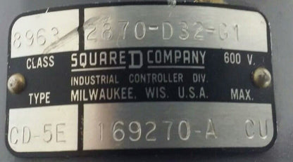 SQUARE D CLASS 8963 TYPE CD-5E MASTER SWITCH INDUSTRIAL CONTROLLER, 8963 CD5E