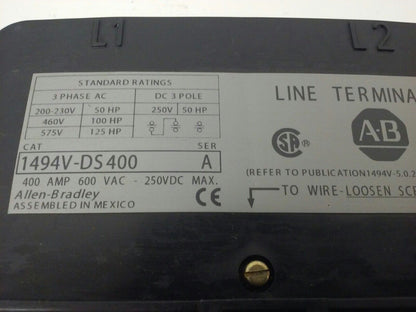 ALLEN BRADLEY 1494V-DHL644 FUSIBLE DISCONNECT SWITCH KIT NO FUSE BLOCK KIT