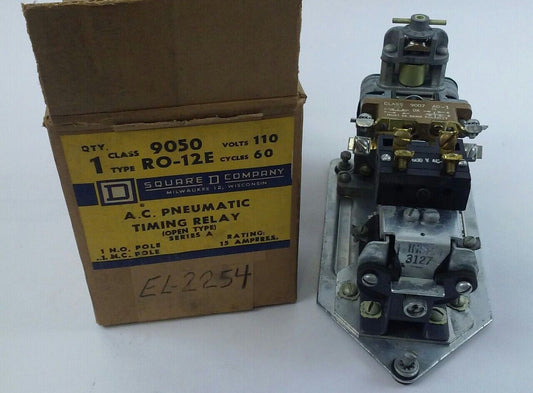 Square D AC Pneumatic Timing Relay 9050 RO-12E 1 POLE 15 AMP 110V (9050RO12E)