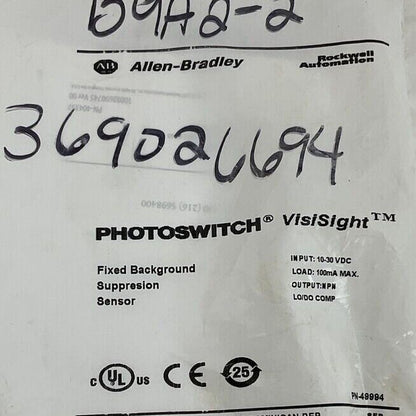 ALLEN BRADLEY 42JS-B2MNB2-A2 SUPPRESION SENSOR SER.A 10-30VDC