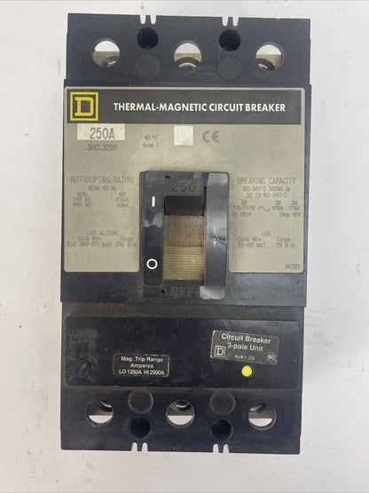SQUARE D SKCL3250 THERMAL-MAGNETIC CIRCUIT BREAKER 250A 480VAC 3POLE SERIES 2