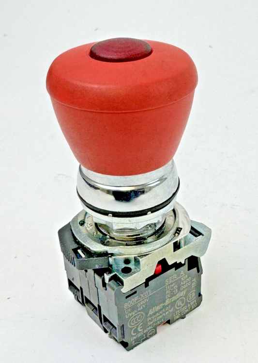 ALLEN-BRADLEY - 800F-N3R SER. B - RED PUSH BUTTON W/ 800F-X01 SER. A (X2)