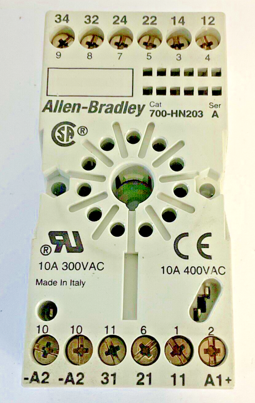 ALLEN BRADLEY 700-HN203 11-PIN RELAY SOCKET SER.A 10A 300/600VAC