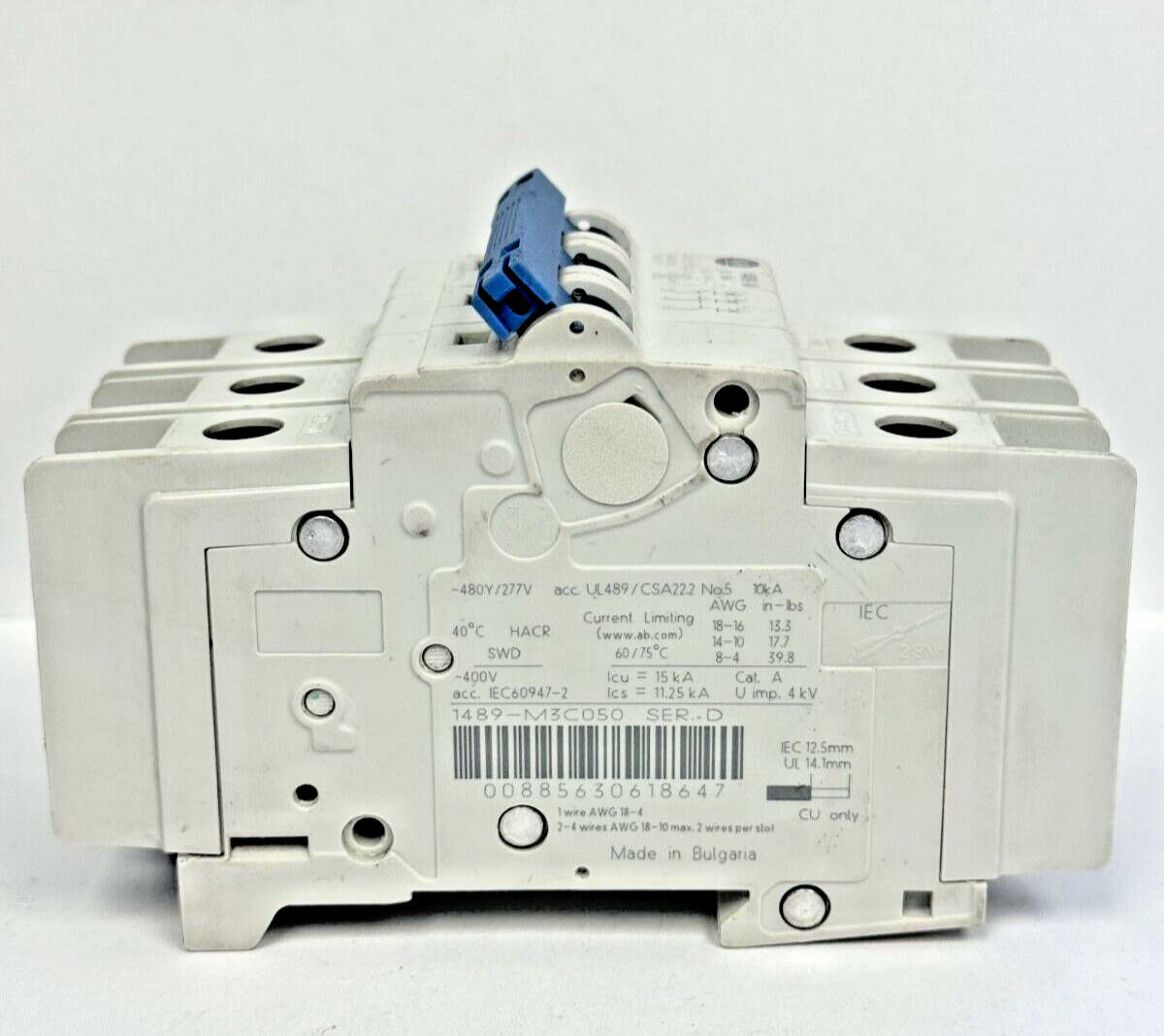 ALLEN-BRADLEY - 1489-M3C050 SER. D - BREAKER - 3P, 5 A, 277 V, 3 HP, 1 PH