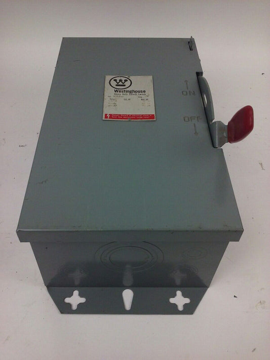 WESTINGHOUSE, HUN362, SAFETY SWITCH, 60A, 600V, 3P, TYPE 1 INDOOR, MISSING PARTS