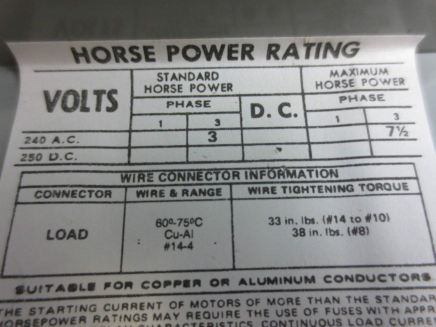 I-T-E SIEMENS V2B3211 VACU-BREAK PANELBOARD UNIT, 240VAC 30-30A 2-CIRCUIT SWITCH