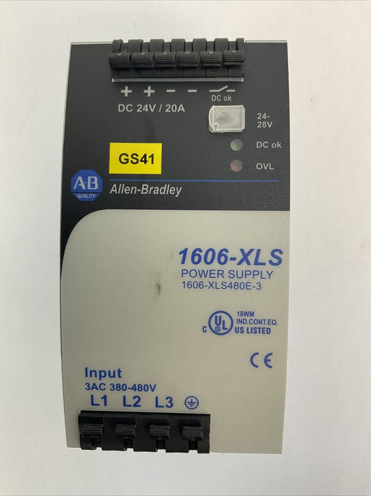 ALLEN BRADLEY 1606-XLS480E-3 SER A POWER SUPPLY OUTPUT 24-28VDC INPUT 380-480VAC