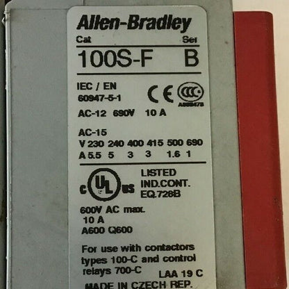 ALLEN BRADLEY 700-CF310D*A CONTACTOR SER.A 600VAC W/ 100S-F SER.B GUARD MASTER
