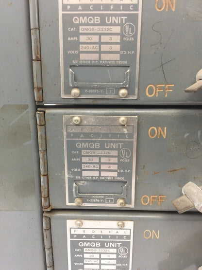 Federal Pacific QMQB-3332C Fusible Panelboard Switch 30 Amp 240VAC 3-POLE 3 HP
