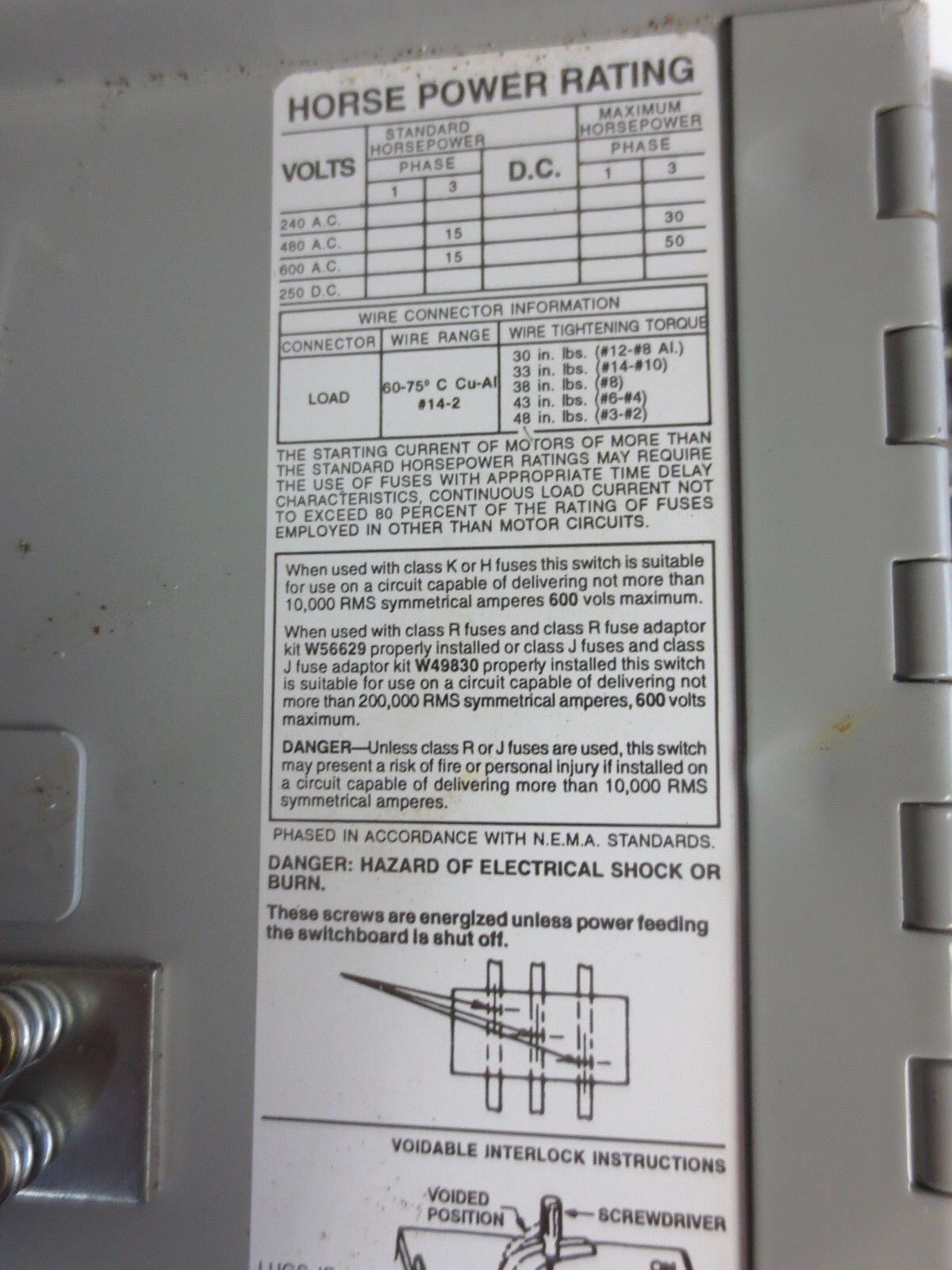 SIEMENS V7E3622 TWIN PANELBOARD SWITCH - 600VAC, 60A, 3-POLE